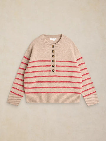 Young Ideas & Henmores -Stripe Henley Jumper -Natural Multi -8