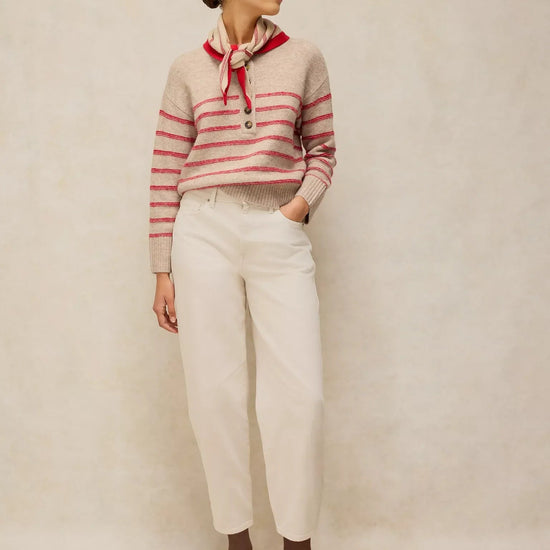 Young Ideas & Henmores -Stripe Henley Jumper -Natural Multi -8