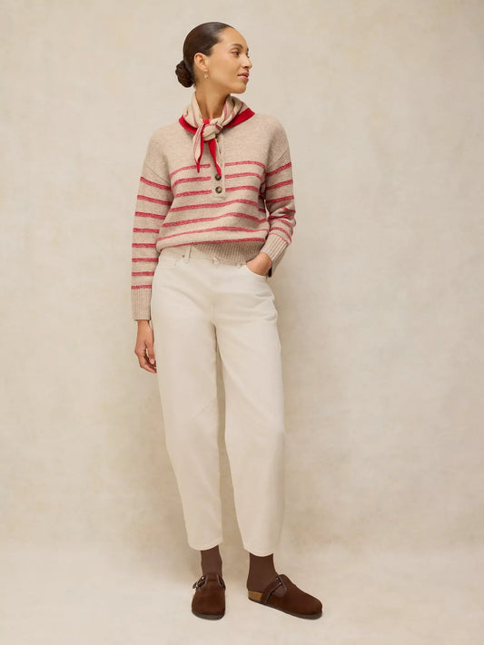 Young Ideas & Henmores -Stripe Henley Jumper -Natural Multi -8