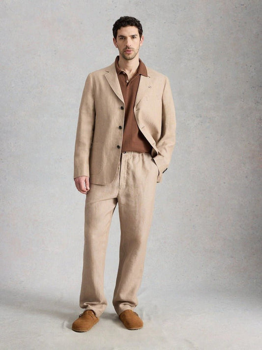 Young Ideas & Henmores - Swinton Linen Trouser - Light Natural - 32