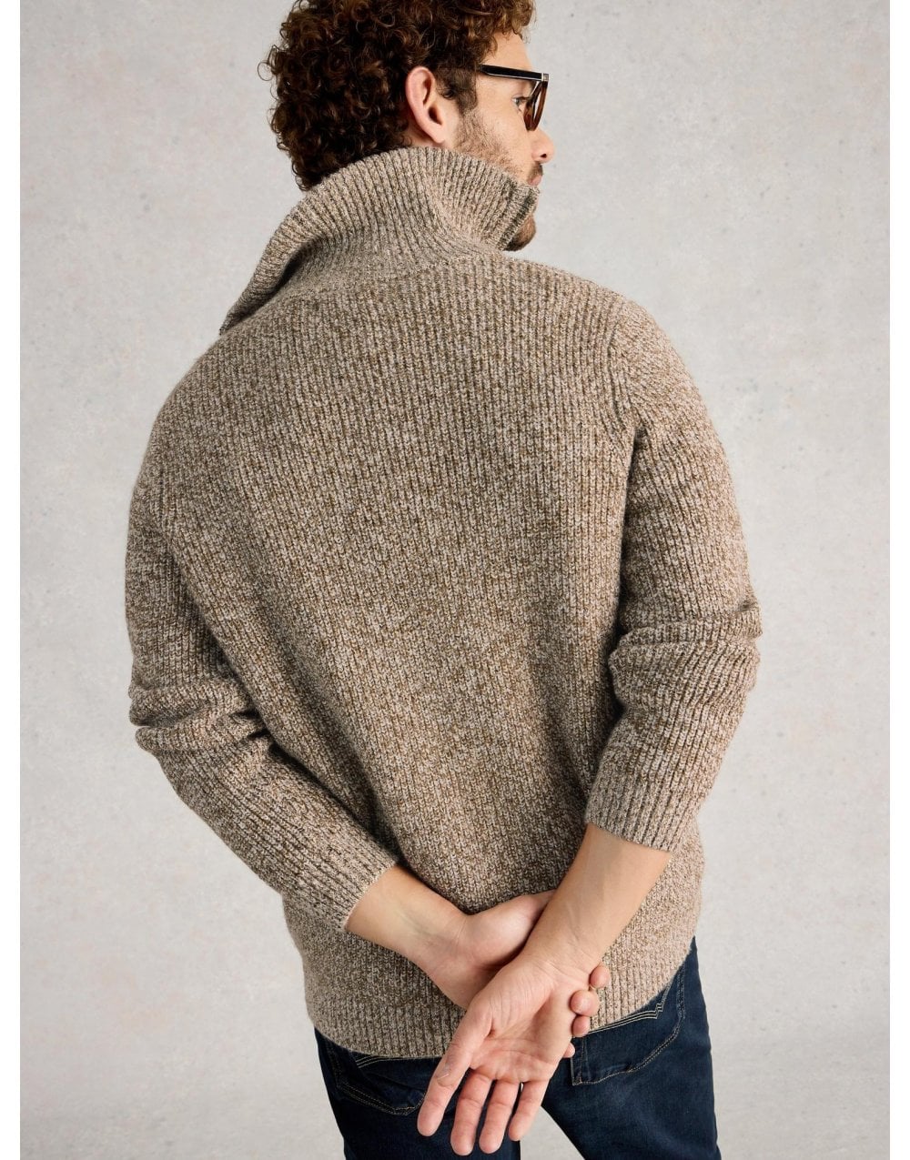 Young Ideas/Henmores - Tadley Twist Funnel Neck - Brown Melange - M