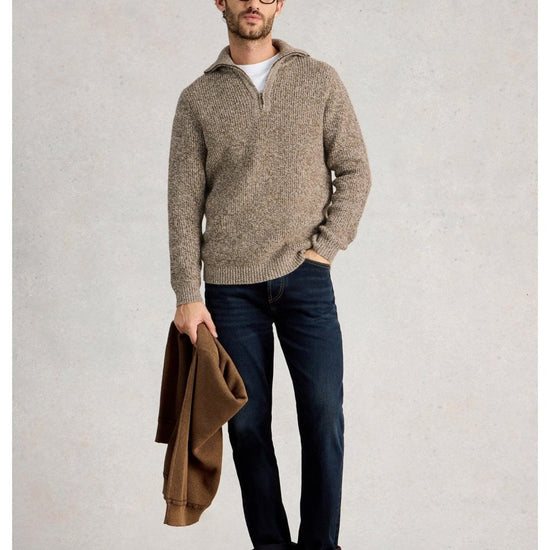 Young Ideas/Henmores - Tadley Twist Funnel Neck - Brown Melange - M