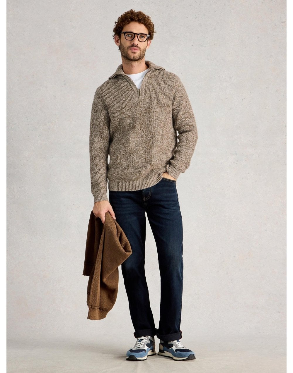 Young Ideas/Henmores - Tadley Twist Funnel Neck - Brown Melange - M