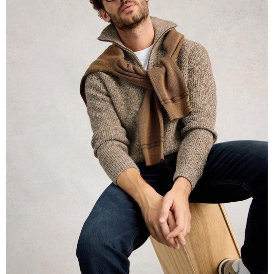 Young Ideas/Henmores - Tadley Twist Funnel Neck - Brown Melange - M