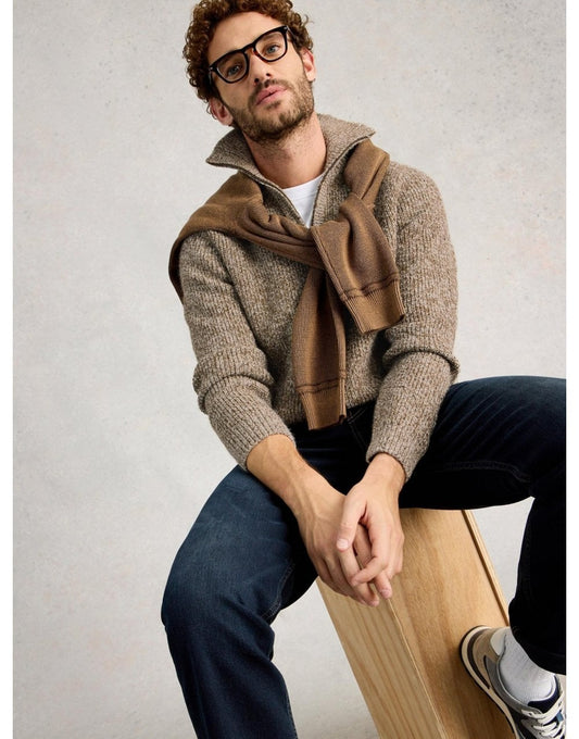 Young Ideas/Henmores - Tadley Twist Funnel Neck - Brown Melange - M