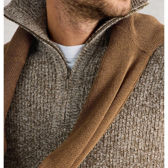 Young Ideas/Henmores - Tadley Twist Funnel Neck - Brown Melange - M