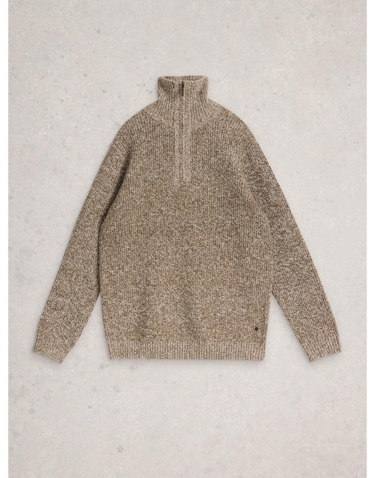 Young Ideas/Henmores - Tadley Twist Funnel Neck - Brown Melange - M