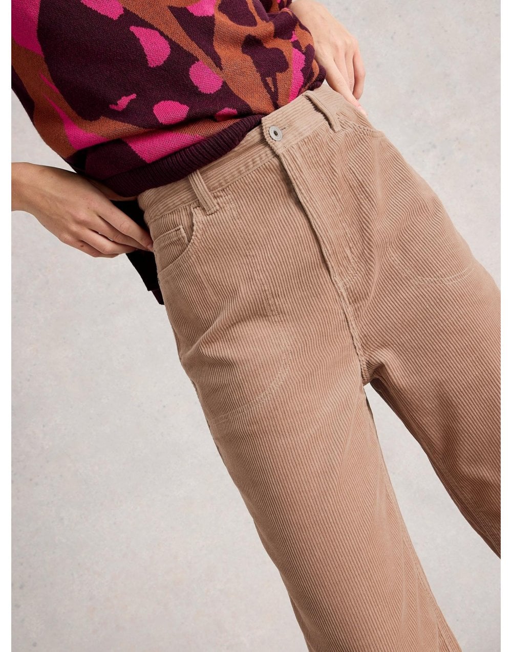 Young Ideas/Henmores - Tia Cord Wide Leg Crop Trouser - Light Natural - 10R