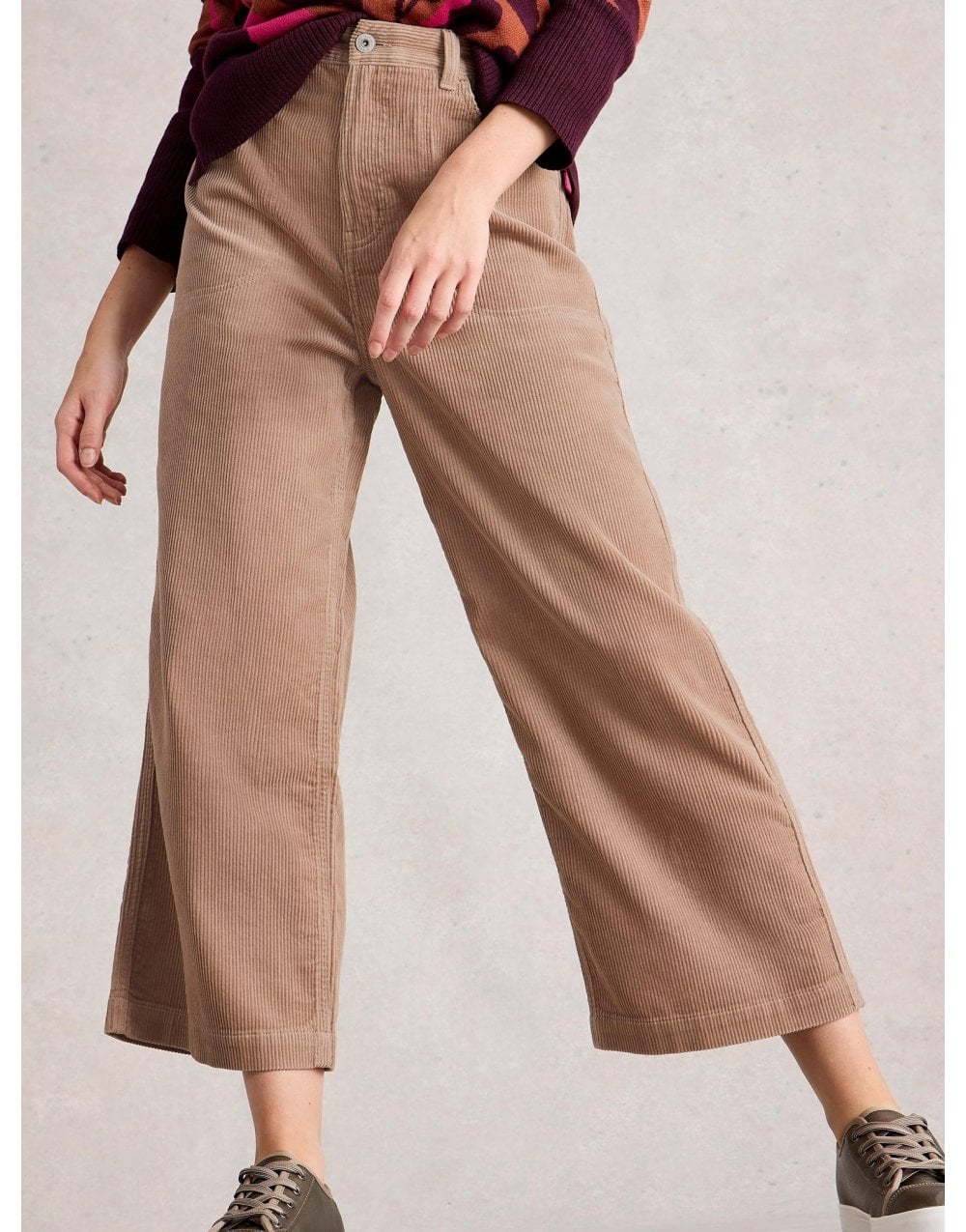 Young Ideas/Henmores - Tia Cord Wide Leg Crop Trouser - Light Natural - 10R