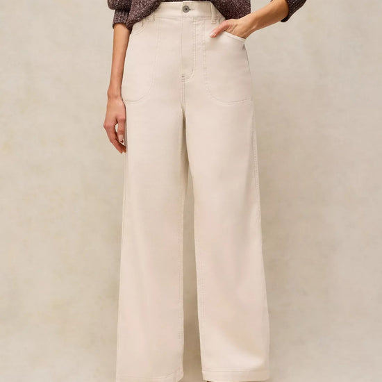 Young Ideas & Henmores -Tia Cord Wide Leg Trouser -Natural White -10