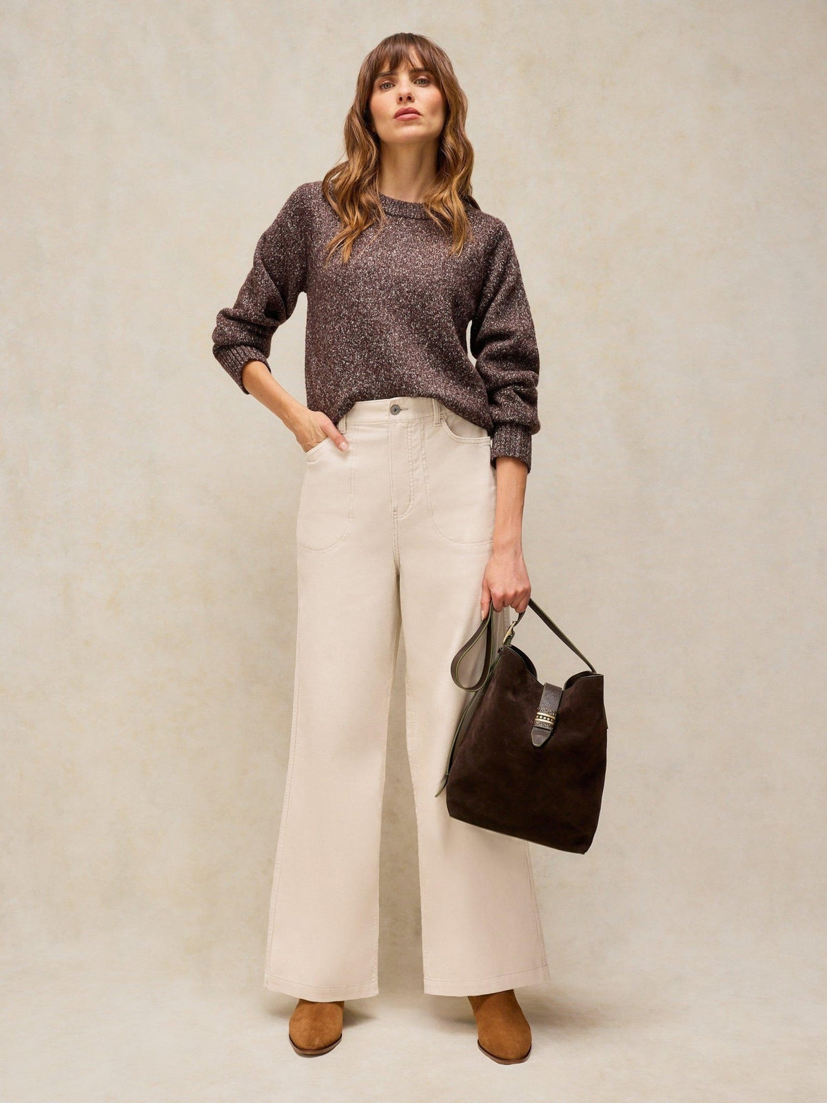 Young Ideas & Henmores -Tia Cord Wide Leg Trouser -Natural White -10