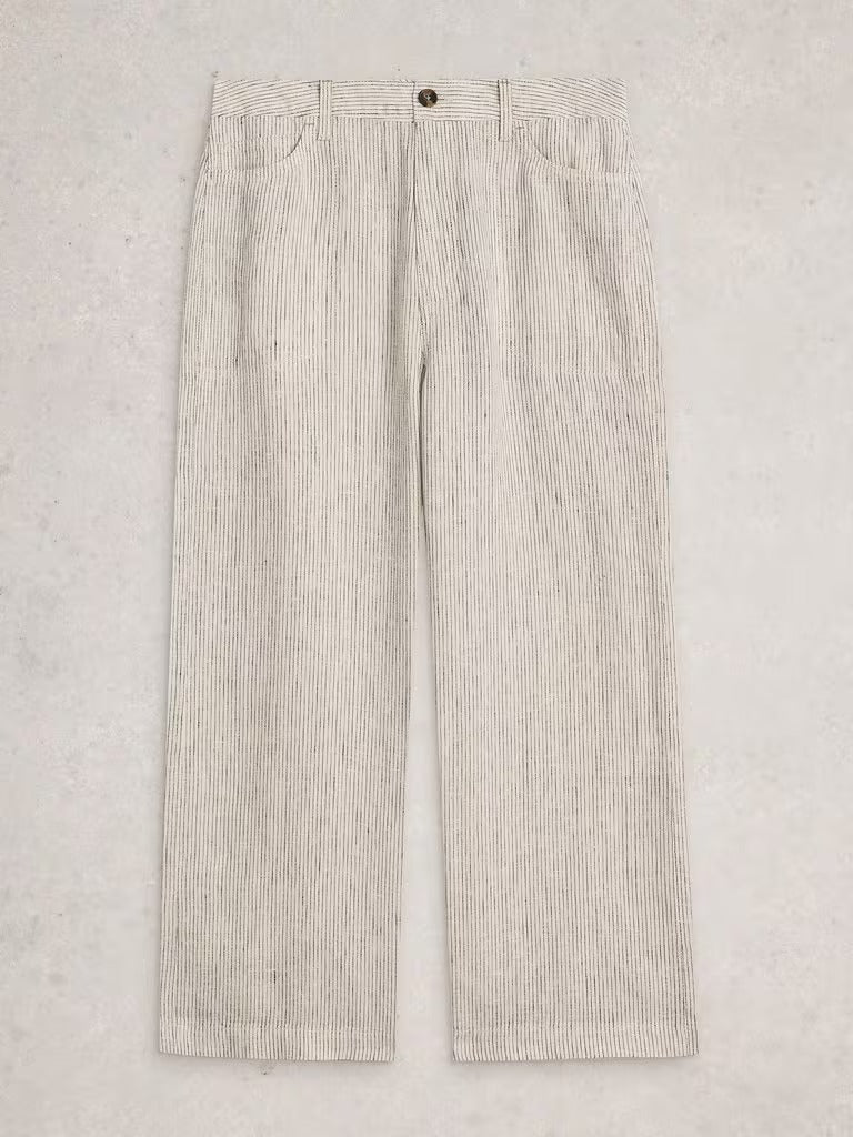 Young Ideas & Henmores - Tia Linen Wide Leg Crop Jeans - Ivory Multi - 8