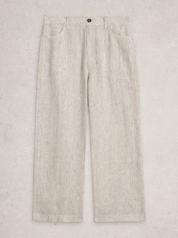 Young Ideas & Henmores - Tia Linen Wide Leg Crop Jeans - Ivory Multi - 8