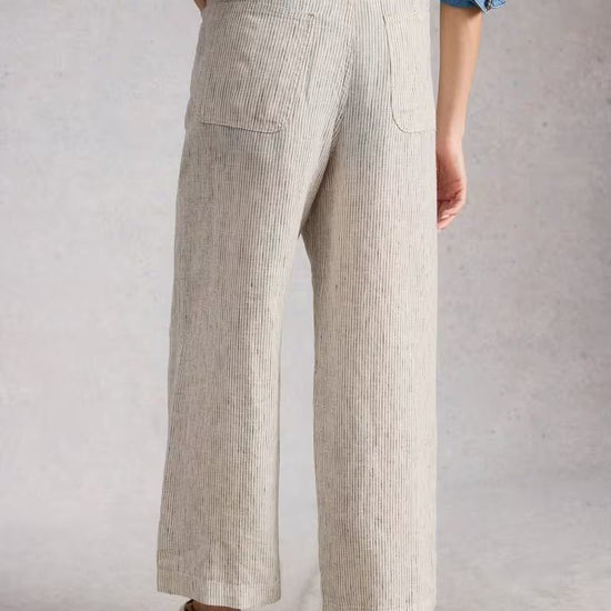 Young Ideas & Henmores - Tia Linen Wide Leg Crop Jeans - Ivory Multi - 8