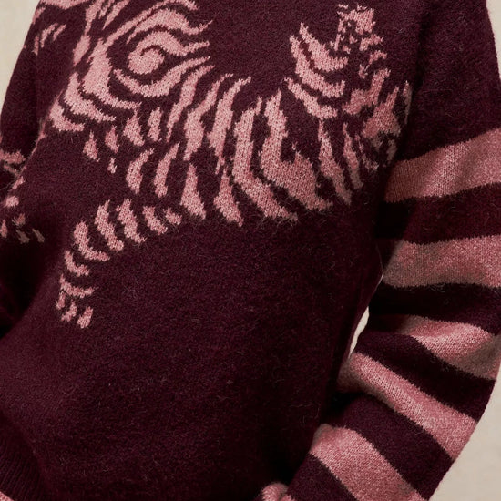 Young Ideas & Henmores -Tiger Stripe Jumper -Plum Multi -8