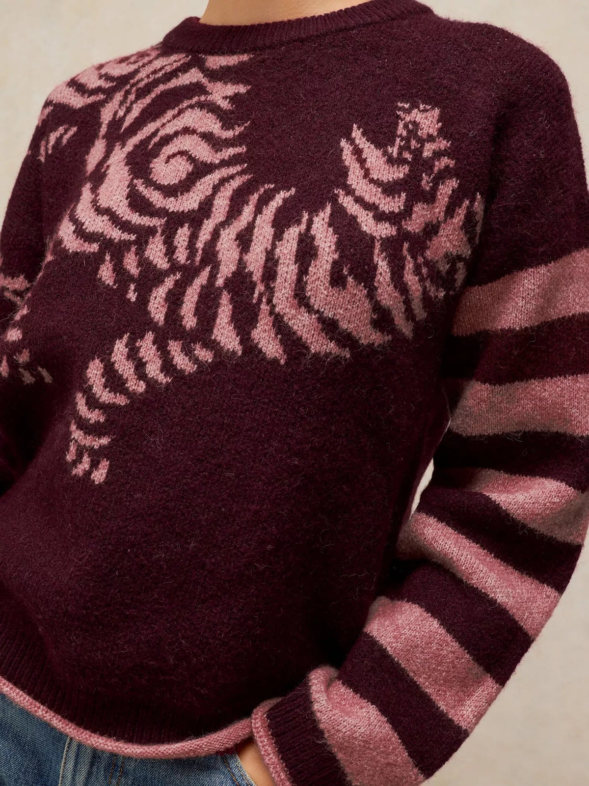 Young Ideas & Henmores -Tiger Stripe Jumper -Plum Multi -8