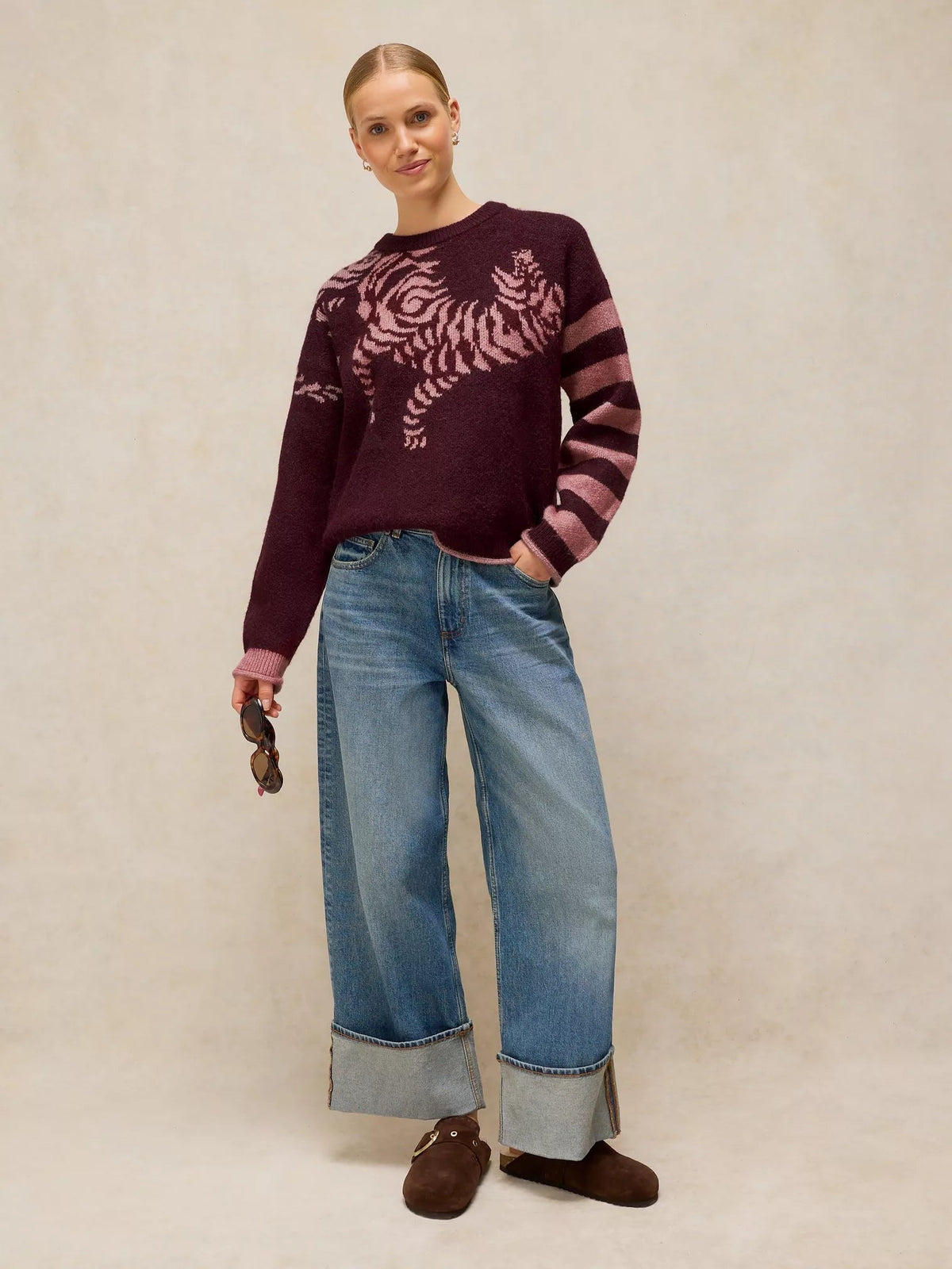 Young Ideas & Henmores -Tiger Stripe Jumper -Plum Multi -8
