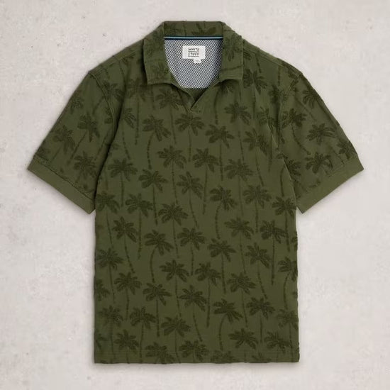 Young Ideas & Henmores - Totten Palm Trophy Neck Polo - Khaki Green - M