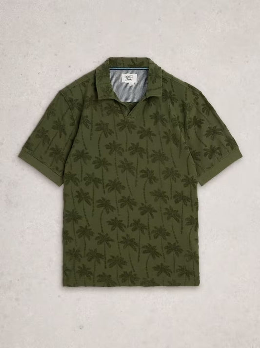 Young Ideas & Henmores - Totten Palm Trophy Neck Polo - Khaki Green - M