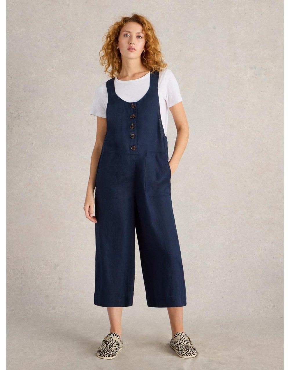 Young Ideas/Henmores - Viola Linen Dungaree - Dark Navy - 8