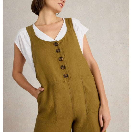 Young Ideas/Henmores - Viola Linen Dungaree - Dark Navy - 8