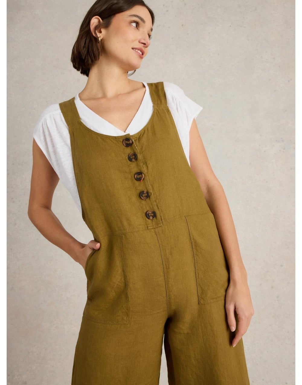 Young Ideas/Henmores - Viola Linen Dungaree - Dark Navy - 8