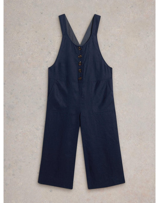 Young Ideas/Henmores - Viola Linen Dungaree - Dark Navy - 8