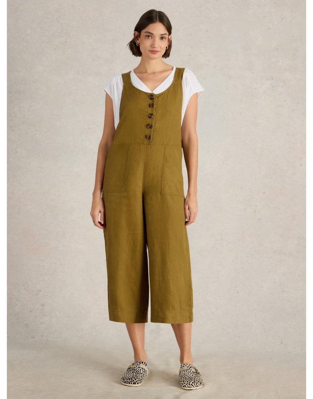 Young Ideas/Henmores - Viola Linen Dungaree - Dark Navy - 8