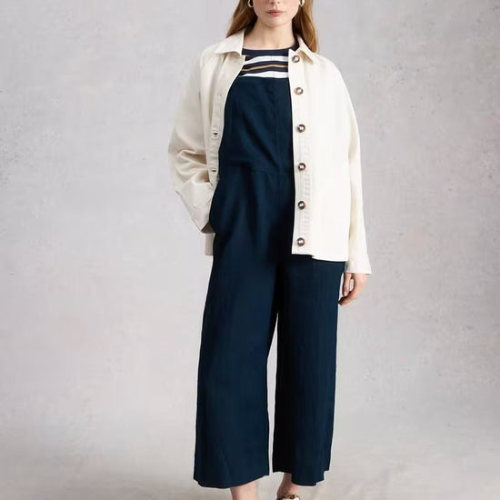 Young Ideas & Henmores - Vivian Linen Dungaree - Dark Navy - 8