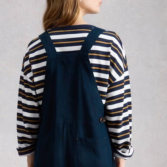 Young Ideas & Henmores - Vivian Linen Dungaree - Dark Navy - 8