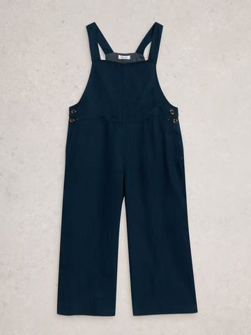 Young Ideas & Henmores - Vivian Linen Dungaree - Dark Navy - 8