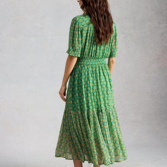 Young Ideas & Henmores - Yuki Midi Dress - Green Print - 8