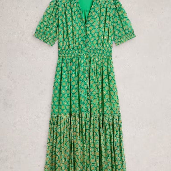 Young Ideas & Henmores - Yuki Midi Dress - Green Print - 8