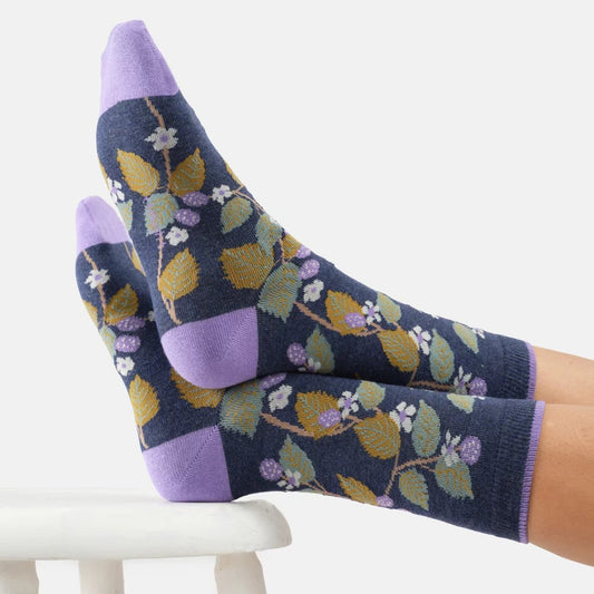 Young Ideas & Henmores -Blackberry Bramble Organic Cotton Socks -Indigo Blue Marl -4-7