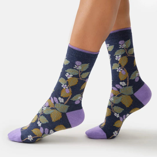 Young Ideas & Henmores -Blackberry Bramble Organic Cotton Socks -Indigo Blue Marl -4-7