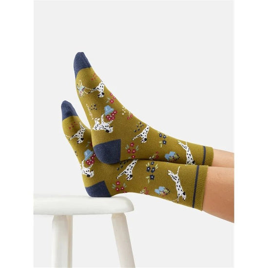 Young Ideas & Henmores -Dog, Dig & Dash Organic Cotton Crew Socks -Chartreuse Green -4-7