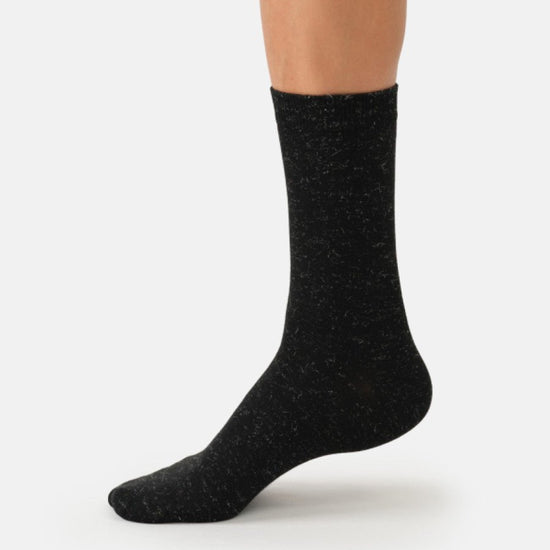 Young Ideas & Henmores -Jackie Marl Bamboo Crew Socks -Black Marl -4-7