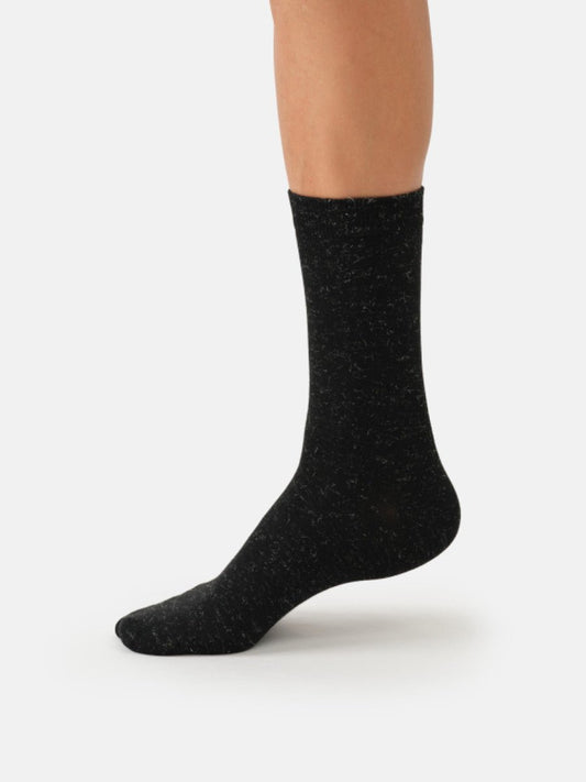 Young Ideas & Henmores -Jackie Marl Bamboo Crew Socks -Black Marl -4-7