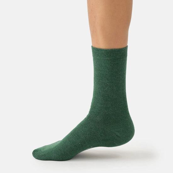 Young Ideas & Henmores -Jackie Marl Bamboo Crew Socks -Fern Green Marl -4-7