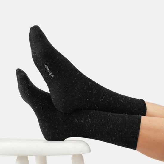 Young Ideas & Henmores -Jackie Marl Bamboo Crew Socks -Black Marl -4-7