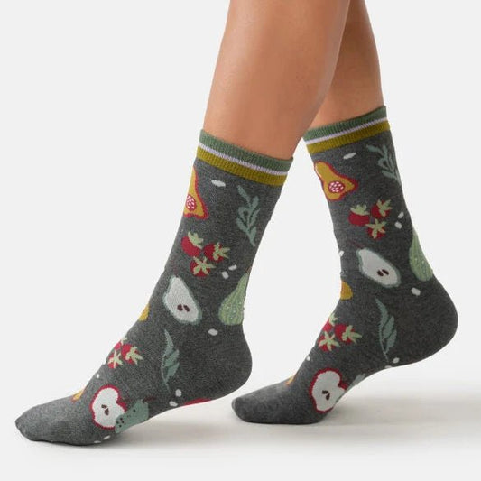 Young Ideas & Henmores -Orchard Harvest Organic Cotton Crew Socks -Dark Grey Marl -4-7