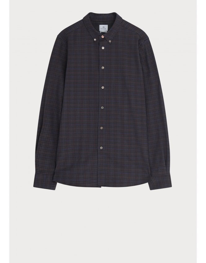 Paul Smith Paul Smith Checked Blue Button Down Collar Shirt