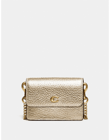 COACH Charm Flat Card Case In Colorblock Leather in Metallic